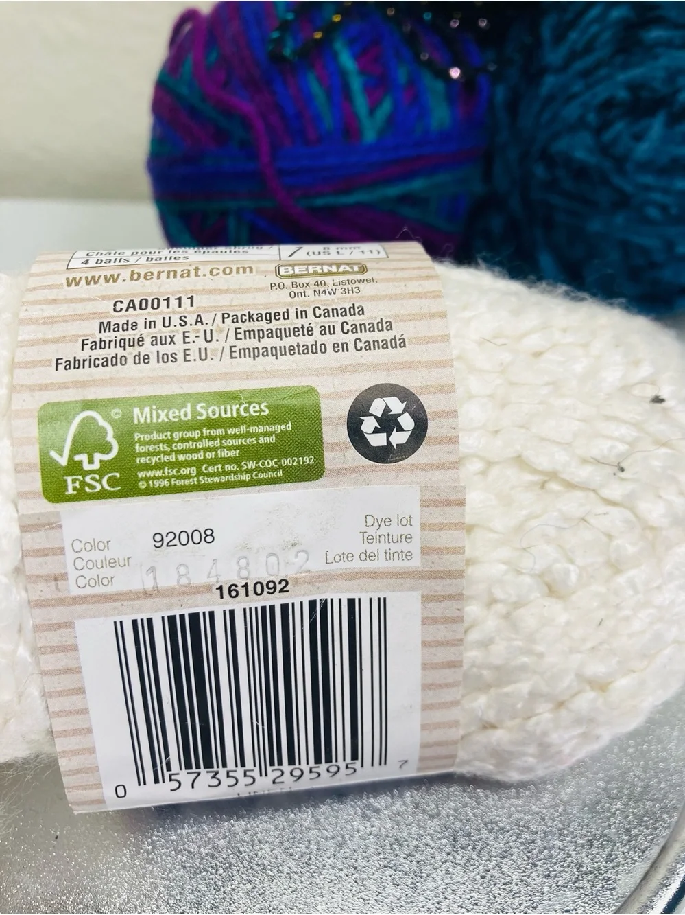 Funky Yarn: Bernat Bamboo White & Assorted Blue Yarn Bundle